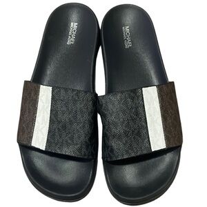 Michael Kors Men's Black and Brown Slide Sandals